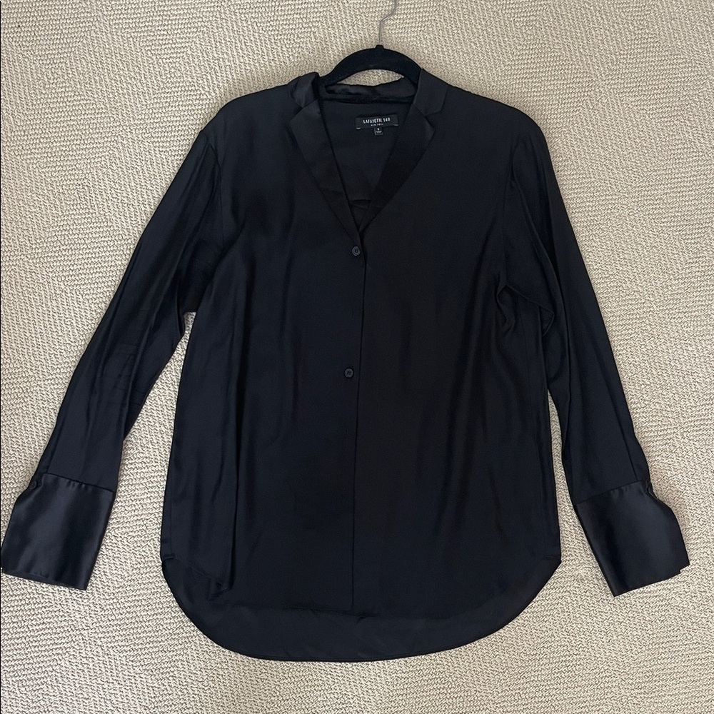 Lafayette 148 New York Black Button-Down Shirt
